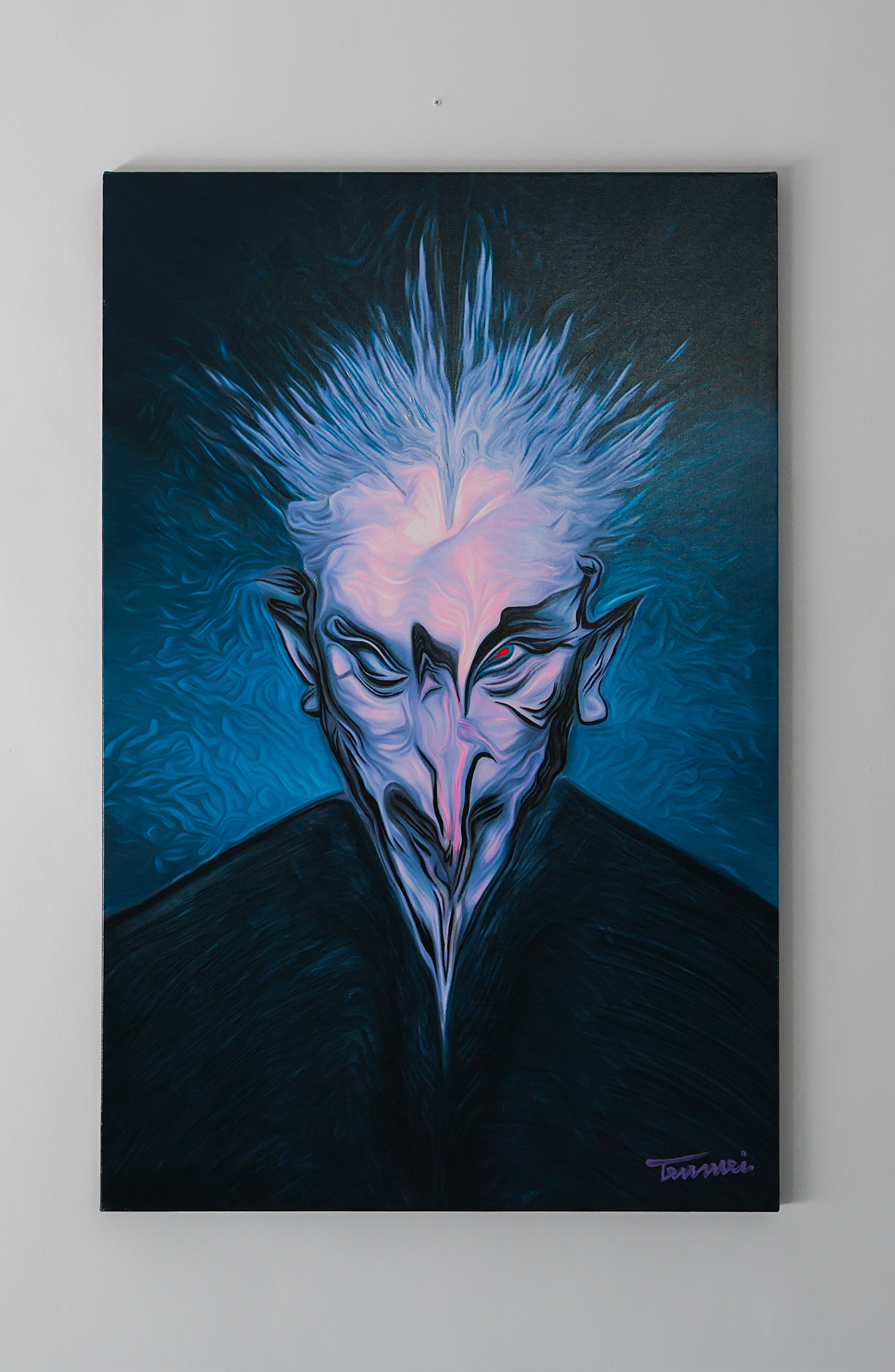 Tenmei Kano, face, new work in blue